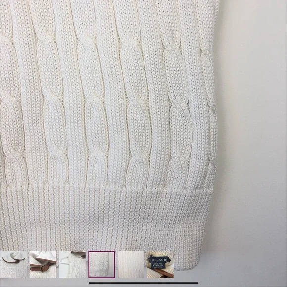 Ralph Lauren Blue Label Cream Cable Knit Turtleneck Buckle Sweater - Picture 6 of 8